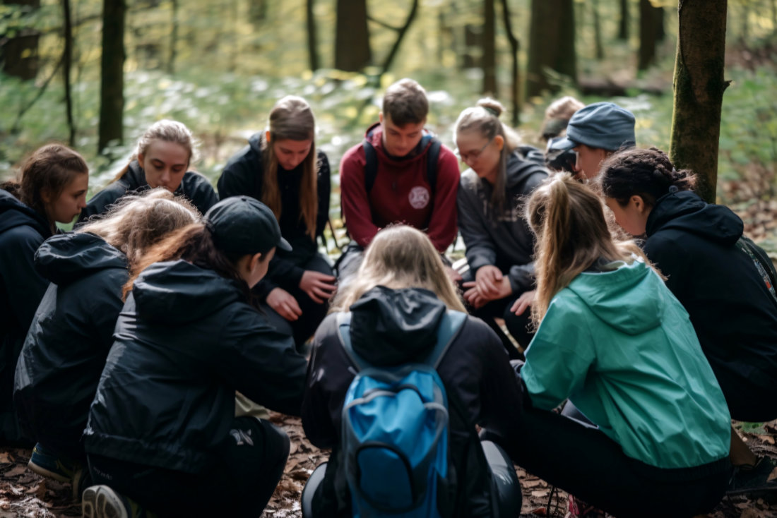 Gruppe von Menschen bei Teamevent zum Erfahrungslernen